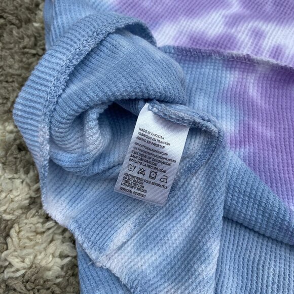 Tie Dye Crop Top Ribbed size Medium oversized Long Sleeve - Picture 5 of 5